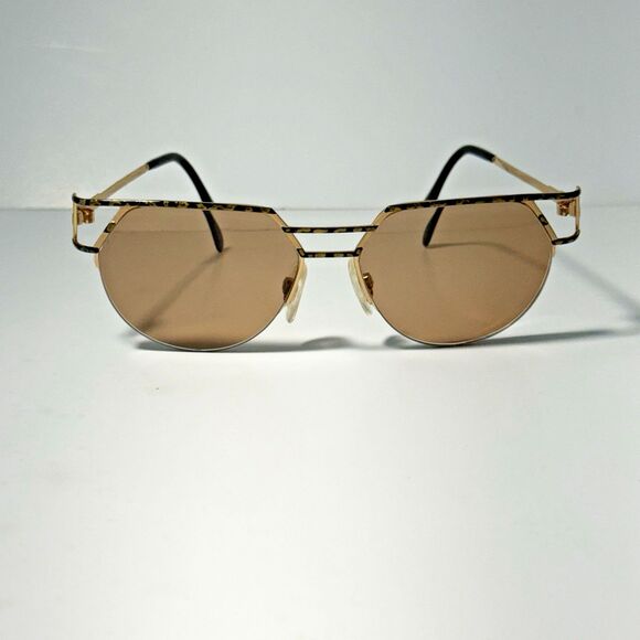 Cazal Vintage Sunglasses Style 390 – Frames Only – Geometric Gold & Tortoise